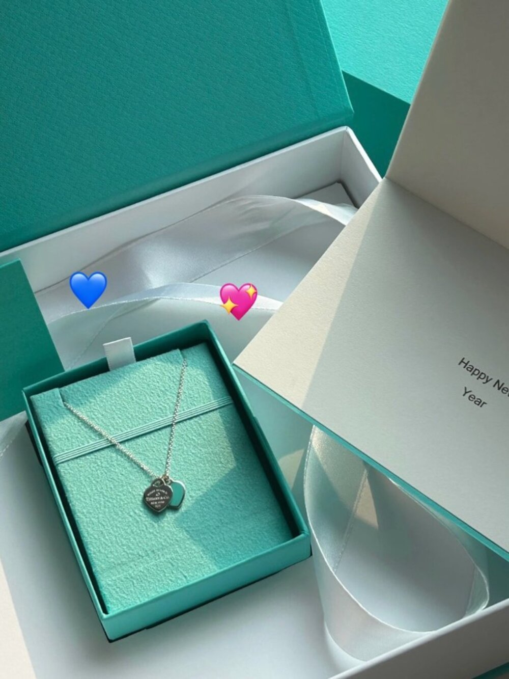 💋Tiffany & Co. Blue Enamel Mini Hearts Necklace